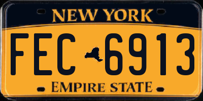 NY license plate FEC6913