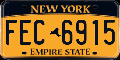 NY license plate FEC6915