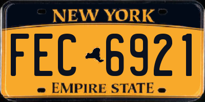 NY license plate FEC6921
