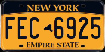 NY license plate FEC6925