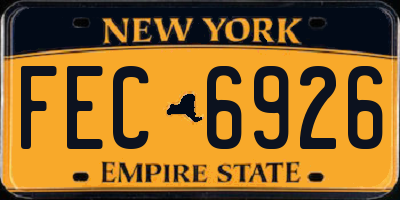 NY license plate FEC6926
