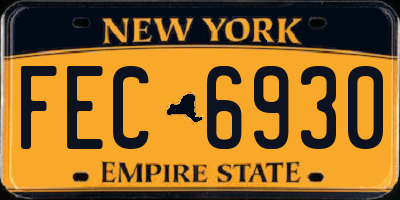 NY license plate FEC6930