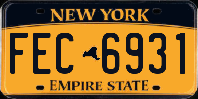 NY license plate FEC6931