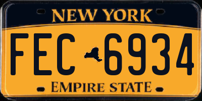 NY license plate FEC6934