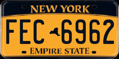 NY license plate FEC6962