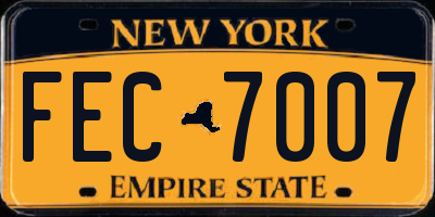 NY license plate FEC7007