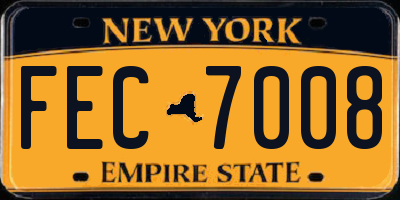 NY license plate FEC7008