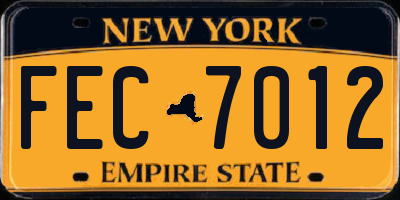 NY license plate FEC7012