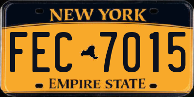NY license plate FEC7015