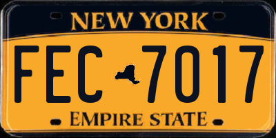 NY license plate FEC7017