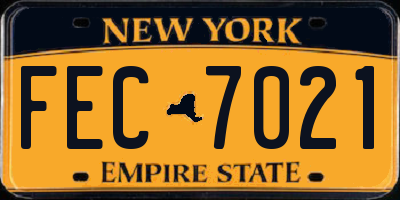 NY license plate FEC7021