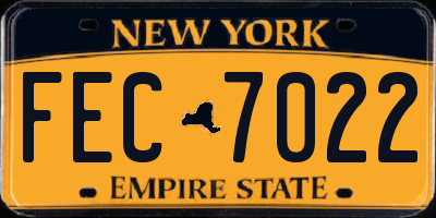 NY license plate FEC7022