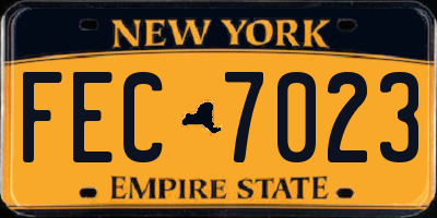 NY license plate FEC7023