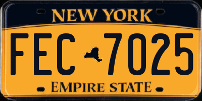 NY license plate FEC7025