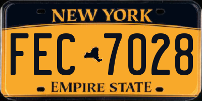 NY license plate FEC7028
