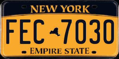 NY license plate FEC7030