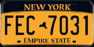 NY license plate FEC7031