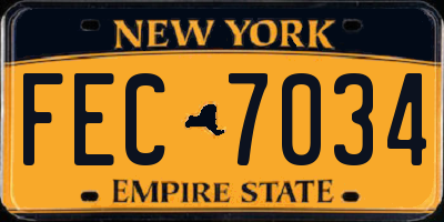 NY license plate FEC7034