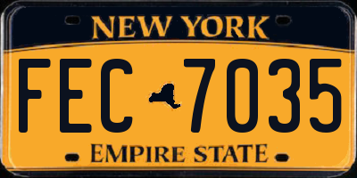 NY license plate FEC7035