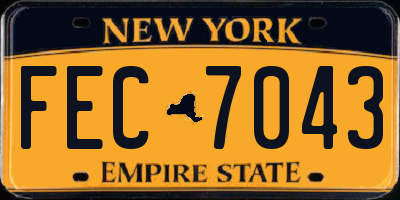 NY license plate FEC7043