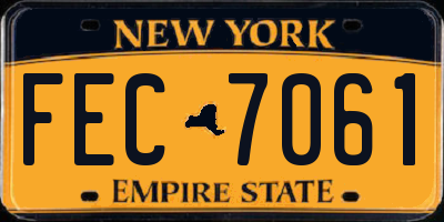NY license plate FEC7061
