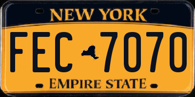 NY license plate FEC7070