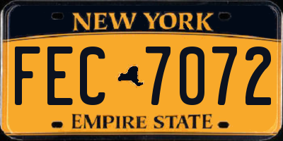 NY license plate FEC7072
