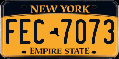 NY license plate FEC7073
