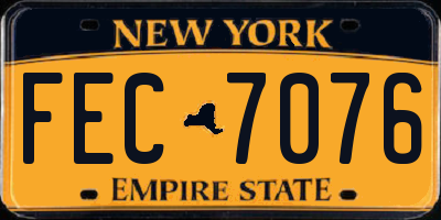 NY license plate FEC7076