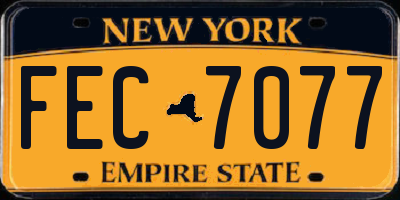 NY license plate FEC7077