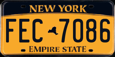 NY license plate FEC7086