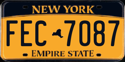 NY license plate FEC7087