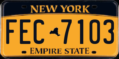 NY license plate FEC7103