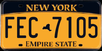 NY license plate FEC7105
