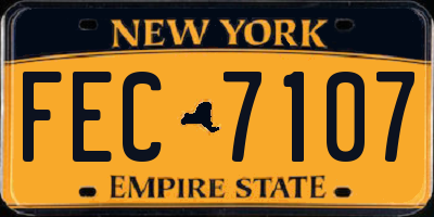 NY license plate FEC7107