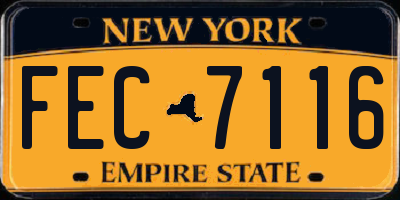 NY license plate FEC7116