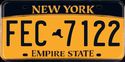 NY license plate FEC7122