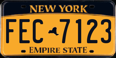 NY license plate FEC7123