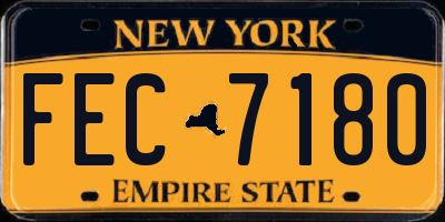NY license plate FEC7180