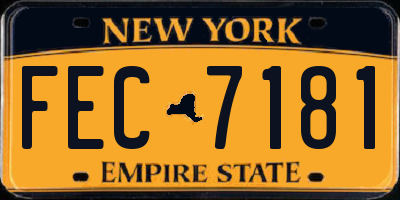 NY license plate FEC7181