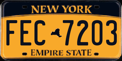 NY license plate FEC7203