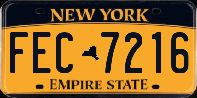 NY license plate FEC7216
