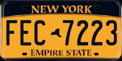 NY license plate FEC7223