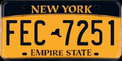 NY license plate FEC7251