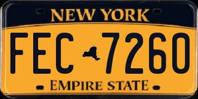 NY license plate FEC7260