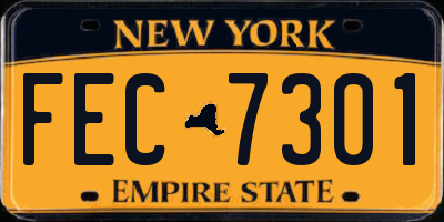 NY license plate FEC7301