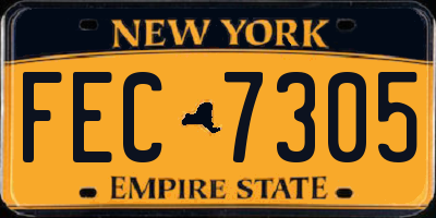 NY license plate FEC7305