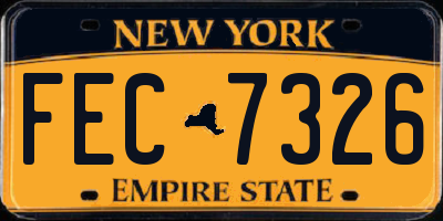 NY license plate FEC7326