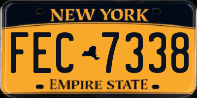 NY license plate FEC7338
