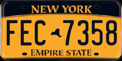 NY license plate FEC7358